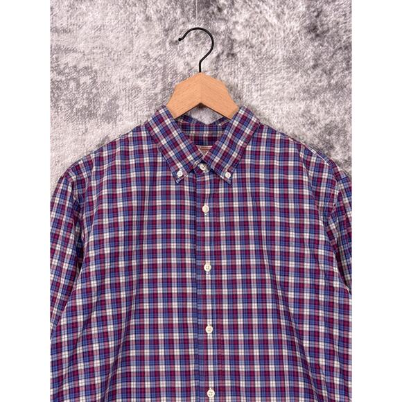J Press Shirt Large Mens Cotton Madras Plaid Button Down Long Sleeve - Picture 2 of 8